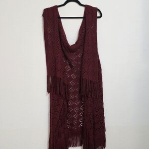 Elegant Burgundy Women's Cardigan